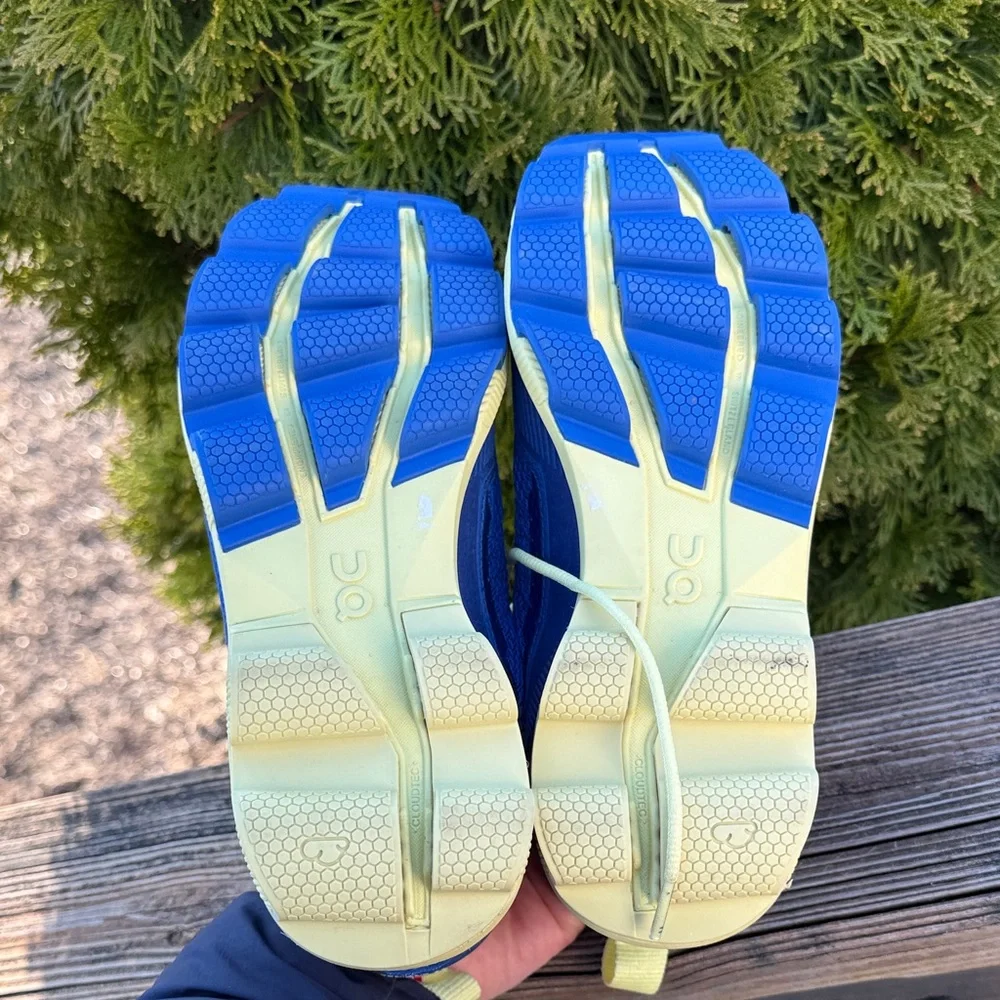 On Cloud Running Blue & Neon Yellow Cloudventure Trail Sneakers size 8.5 - Picture 6 of 6